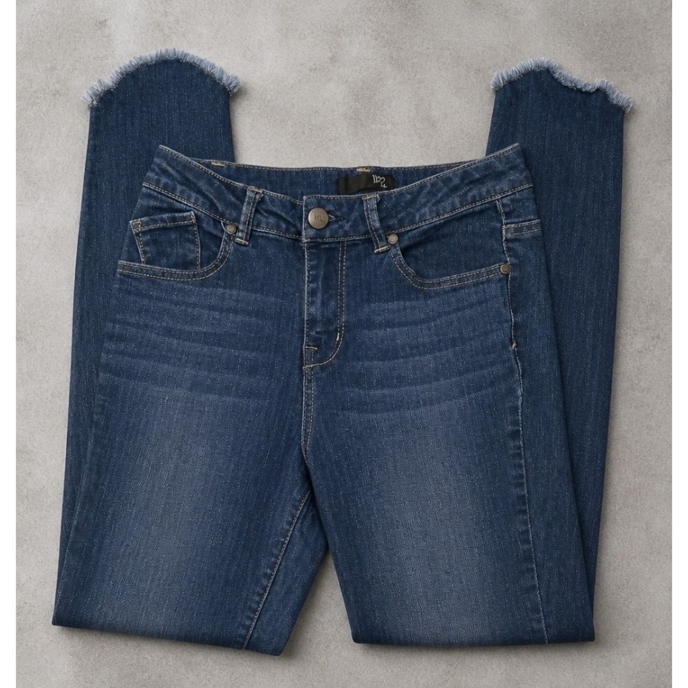 1822 Denim Adranna Women Blue Medium Wash Skinny Stretch Jeans Size 4 Raw Hem